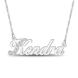 Diamond Accent Script Nameplate Necklace 10K White Gold 18&quot;