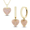 Thumbnail Image 1 of Pink Lab-Created Sapphire Pavé Heart Gift Set 10K Yellow Gold