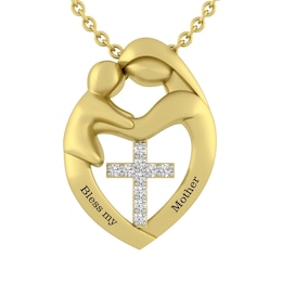 1/20 ct tw Diamond Mother and Child Necklace (2 Lines)