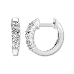 Diamond Hoop Earrings 1/4 ct tw Round 10K White Gold
