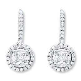 Diamond Drop Earrings 3/4 carat tw 14K White Gold