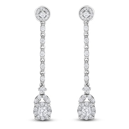 Diamond Drop Earrings 1 ct tw Round-cut 14K White Gold