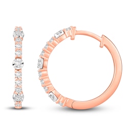 Diamond Hoop Earrings 3/8 ct tw Round 14K Rose Gold