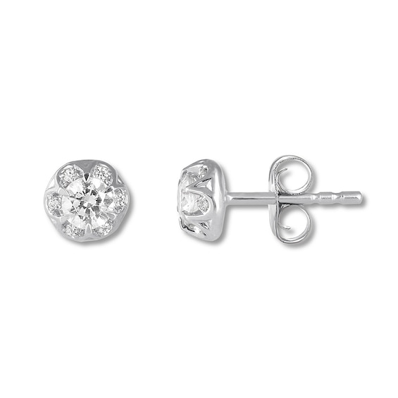 Diamond Stud Earrings 1 2 Carat Tw Round 14k White Gold Diamond