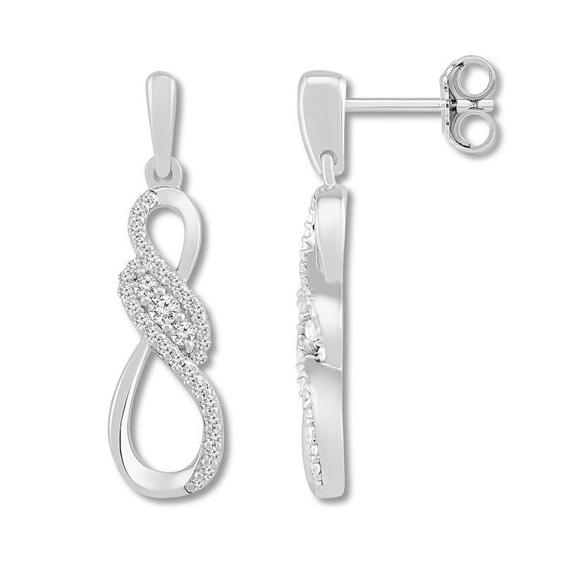 Main Image 1 of Diamond Infinity Earrings 1/3 ct tw Round 10K White Gold