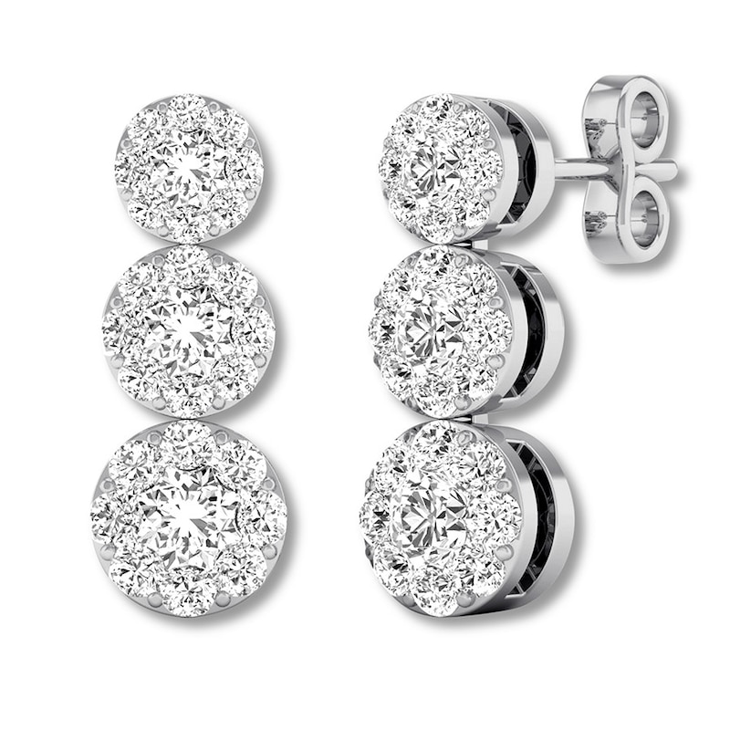 Main Image 1 of Diamond Earrings 1 Carat tw Round-cut 14K White Gold