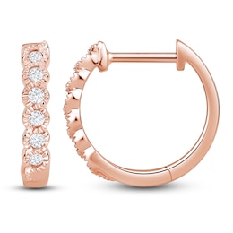 Diamond Hoop Earrings 1/8 ct tw Round 10K Rose Gold