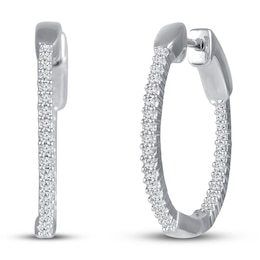 Diamond Hoop Earrings 1/4 ct tw Round 10K White Gold