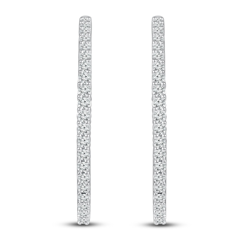 Diamond Hoop Earrings 2 ct tw Round 14K White Gold