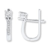 Thumbnail Image 1 of Diamond Hoop Earrings 1/6 ct tw Round-cut 10K White Gold