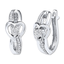 Heart Hoop Earrings 1/15 ct tw Diamonds Sterling Silver