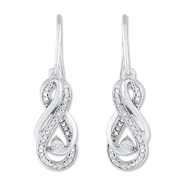 Diamond Infinity Earrings 1/15 ct tw Round-cut Sterling Silver