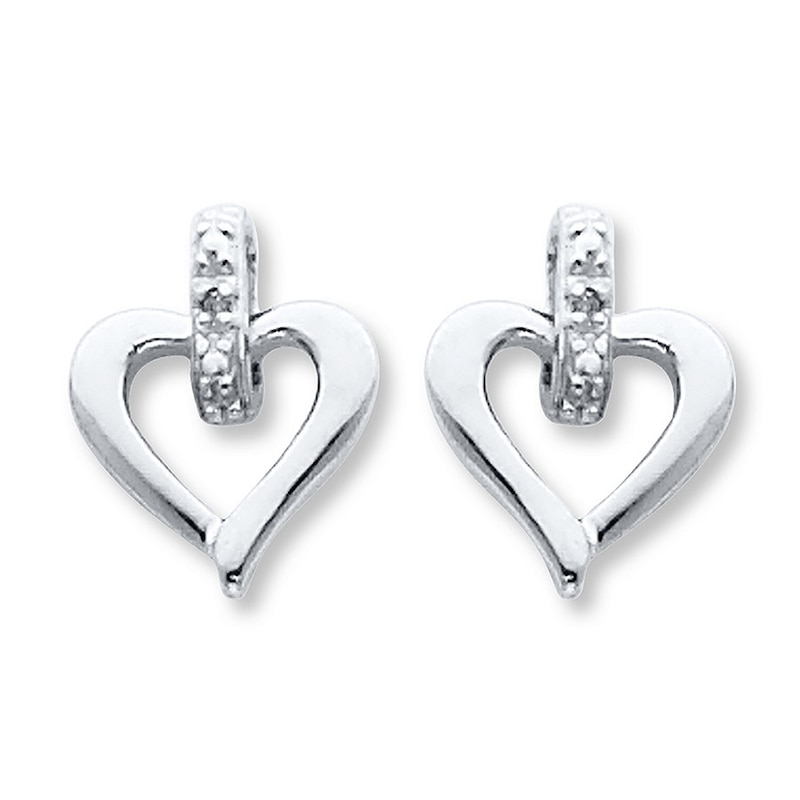 Heart Earrings Diamond Accents Sterling Silver