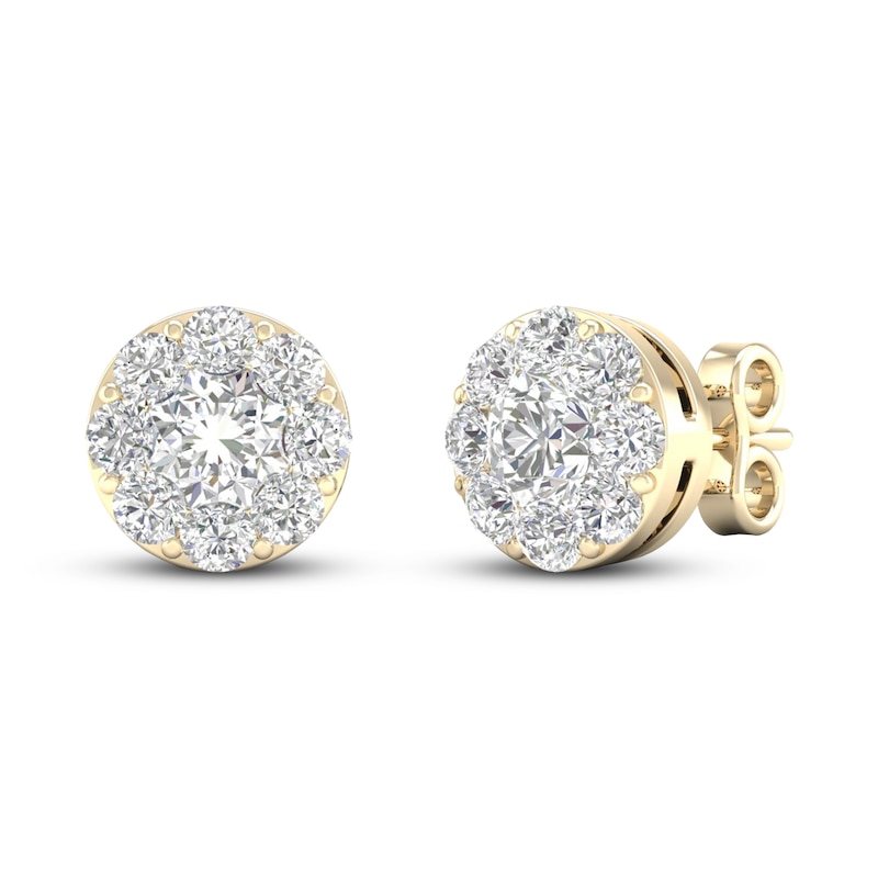 Main Image 1 of Diamond Stud Earrings 1 ct tw Round 14K Yellow Gold