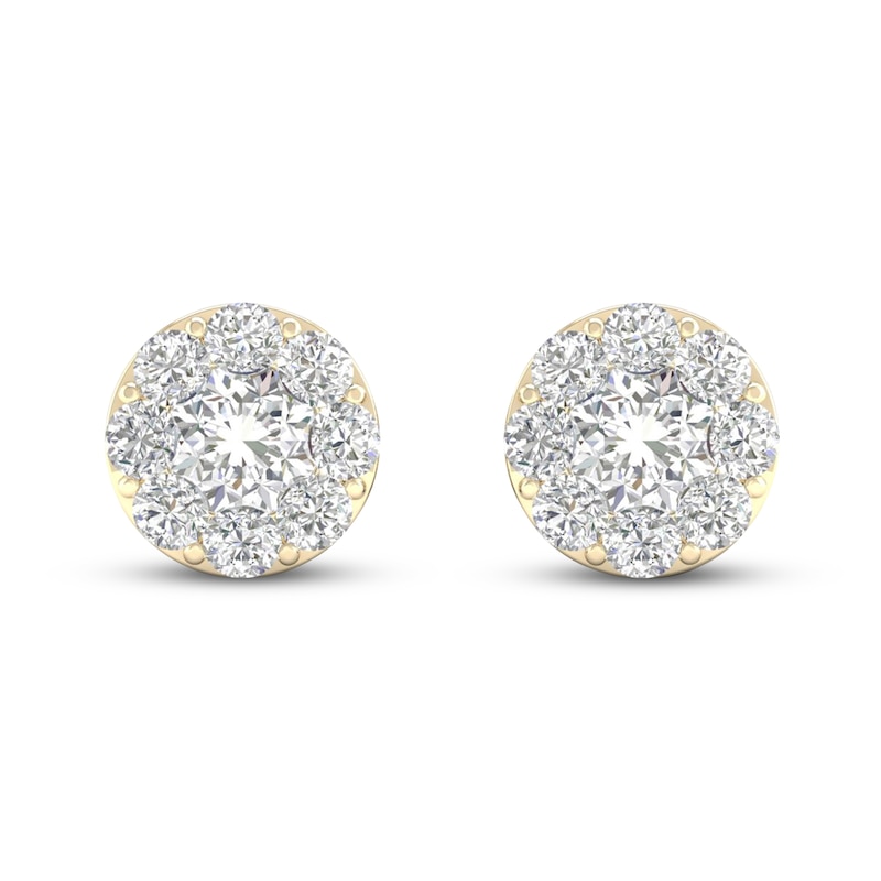 Main Image 3 of Diamond Stud Earrings 1 ct tw Round 14K Yellow Gold