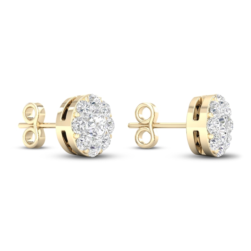 Main Image 4 of Diamond Stud Earrings 1 ct tw Round 14K Yellow Gold