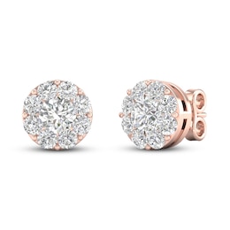 Diamond Stud Earrings 1 1/2 ct tw Round 14K Rose Gold