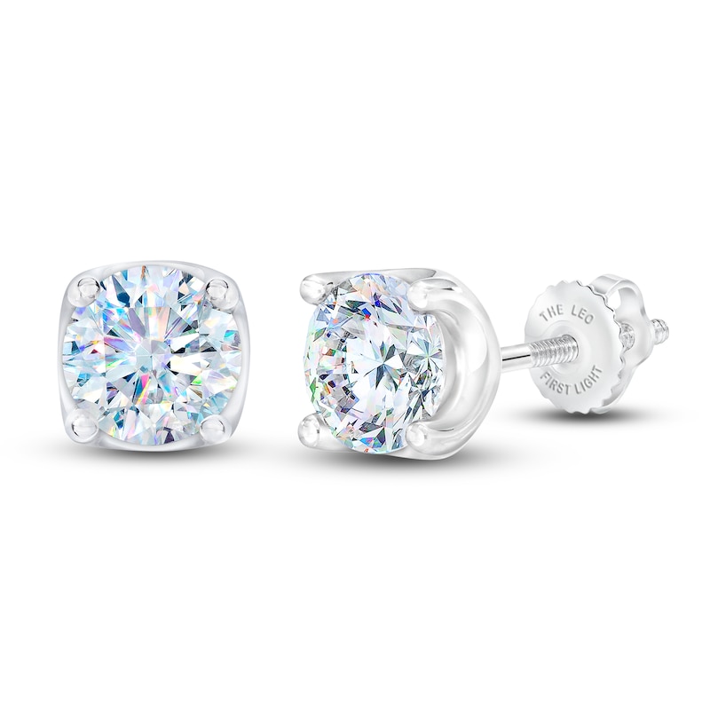 Main Image 2 of THE LEO First Light Diamond Solitaire Earrings Round 1-1/2 cts 14K White Gold (I1/I)