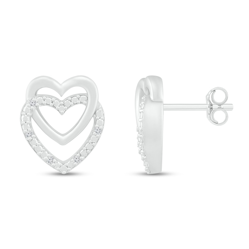 Heart Earrings Diamond Accents Sterling Silver