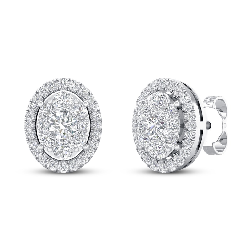 Main Image 1 of Diamond Earrings 1 ct tw Round 14K White Gold