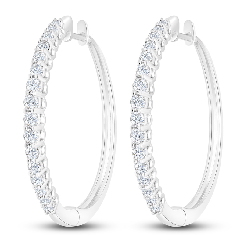 Diamond Hoop Earrings 1 ct tw 14K White Gold