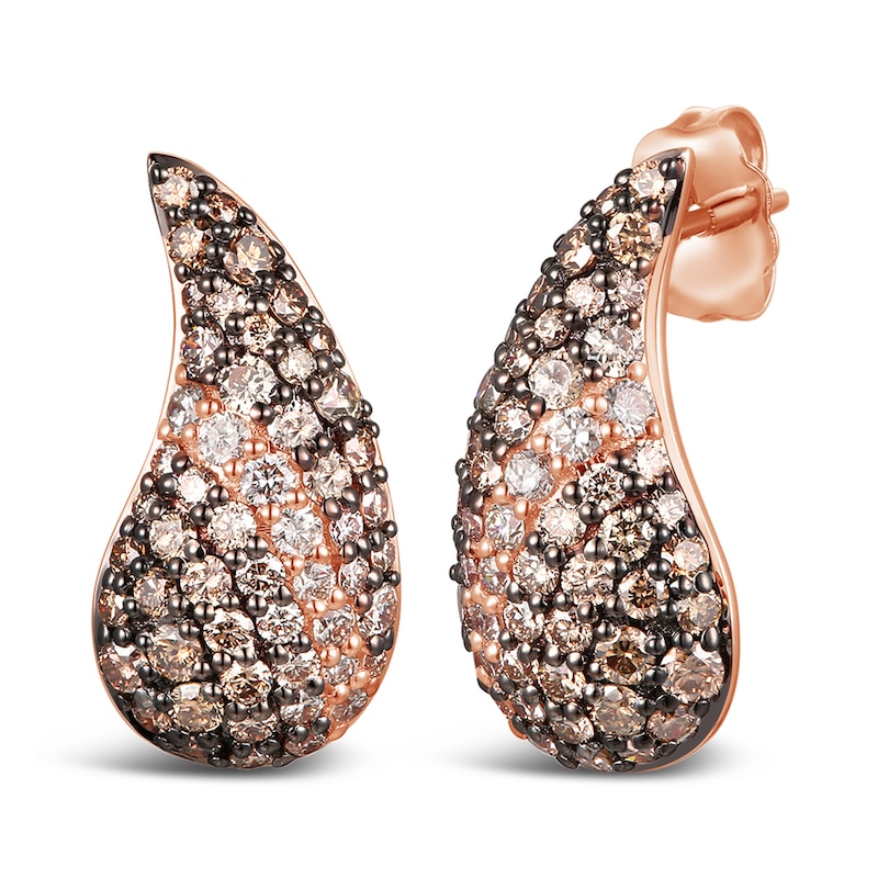 Le Vian Diamond Earrings 1 1/2 ct tw Round 14K Strawberry Gold