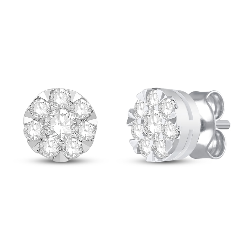 Main Image 1 of Diamond Stud Earrings 1/2 ct tw Round 10K White Gold