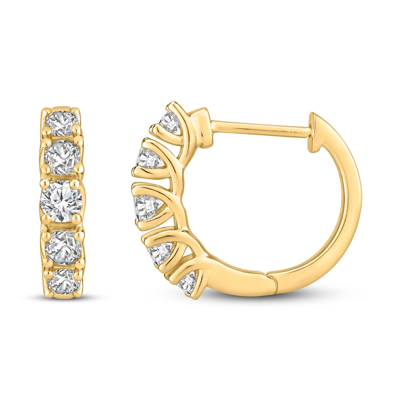 Diamond Hoop Earrings 1 ct tw Round 18K Yellow Gold