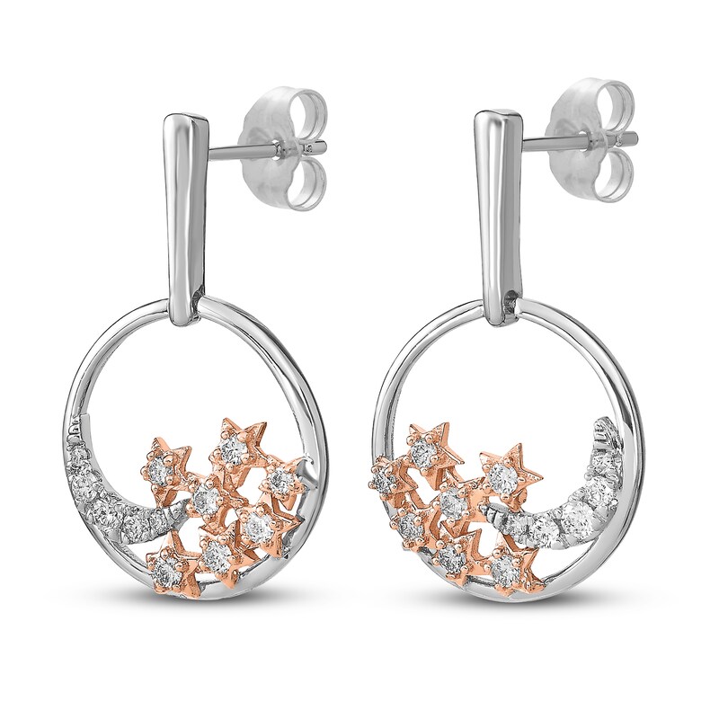 Moon and Star Double Piercing Earring 10k Gold