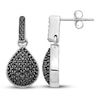 Thumbnail Image 2 of Black Diamond Teardrop Dangle Earrings 1/2 ct tw Round 14K White Gold