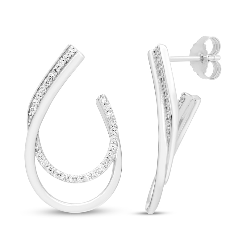 Diamond Open Hoop Earrings 1/2 ct tw Round 10K White Gold