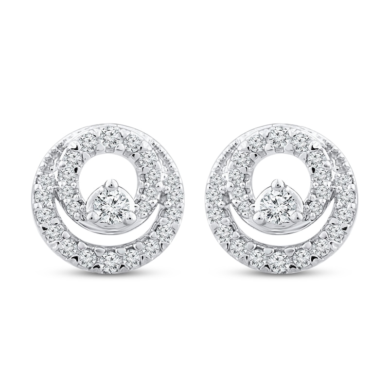 Closer Together Diamond Stud Earrings 1/6 ct tw Round 10K White Gold