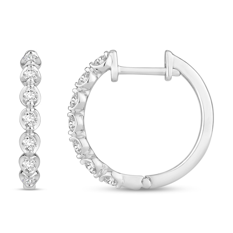 Diamond Hoop Earrings / ct tw Round 18K White Gold