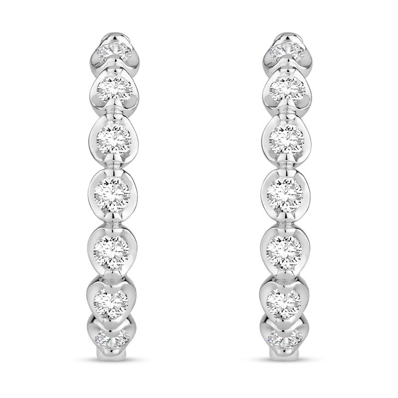 Main Image 2 of Diamond Hoop Earrings 1/2 ct tw Round 18K White Gold