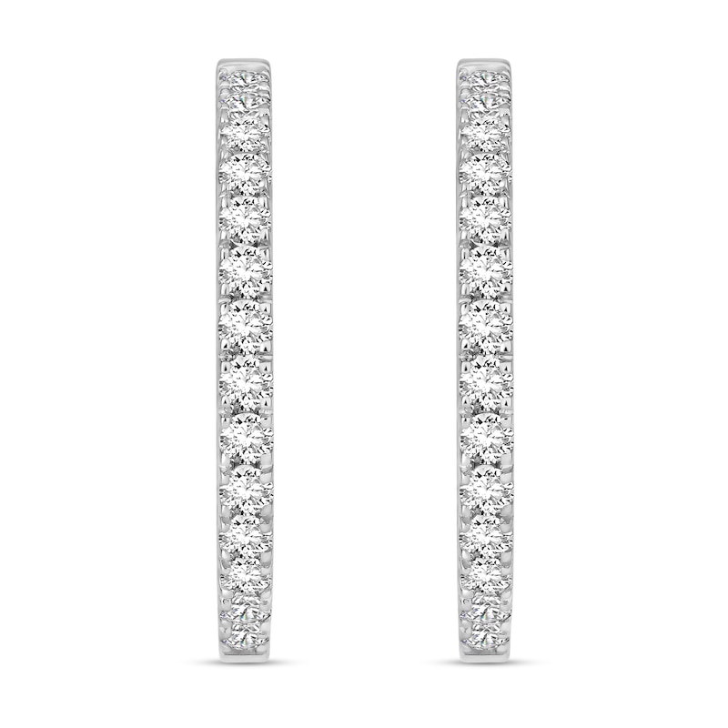 Diamond Hoop Earrings 2 ct tw Round 18K White Gold