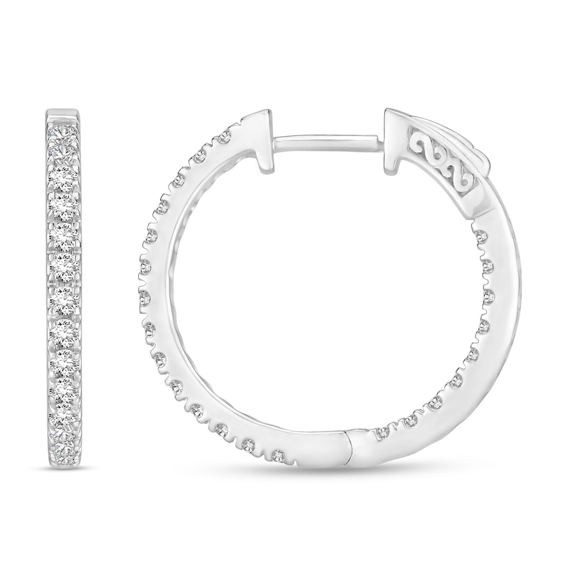 Main Image 1 of Diamond Hoop Earrings 1-1/2 ct tw Round 18K White Gold