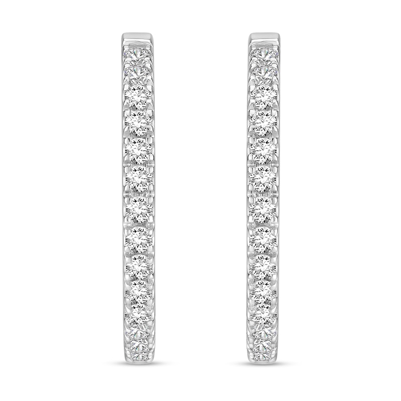 Main Image 2 of Diamond Hoop Earrings 1-1/2 ct tw Round 18K White Gold