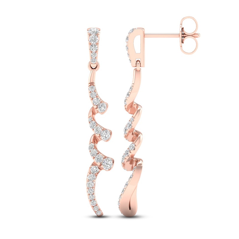 Diamond Dangle Earrings 1/2 ct tw Round 10K Rose Gold