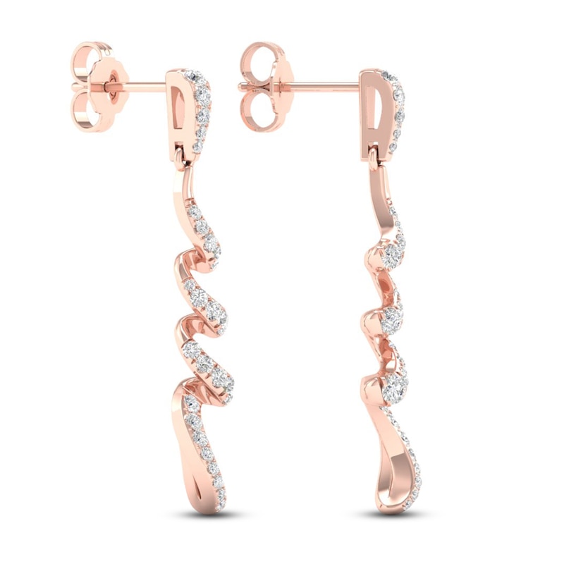 Diamond Dangle Earrings 1/2 ct tw Round 10K Rose Gold