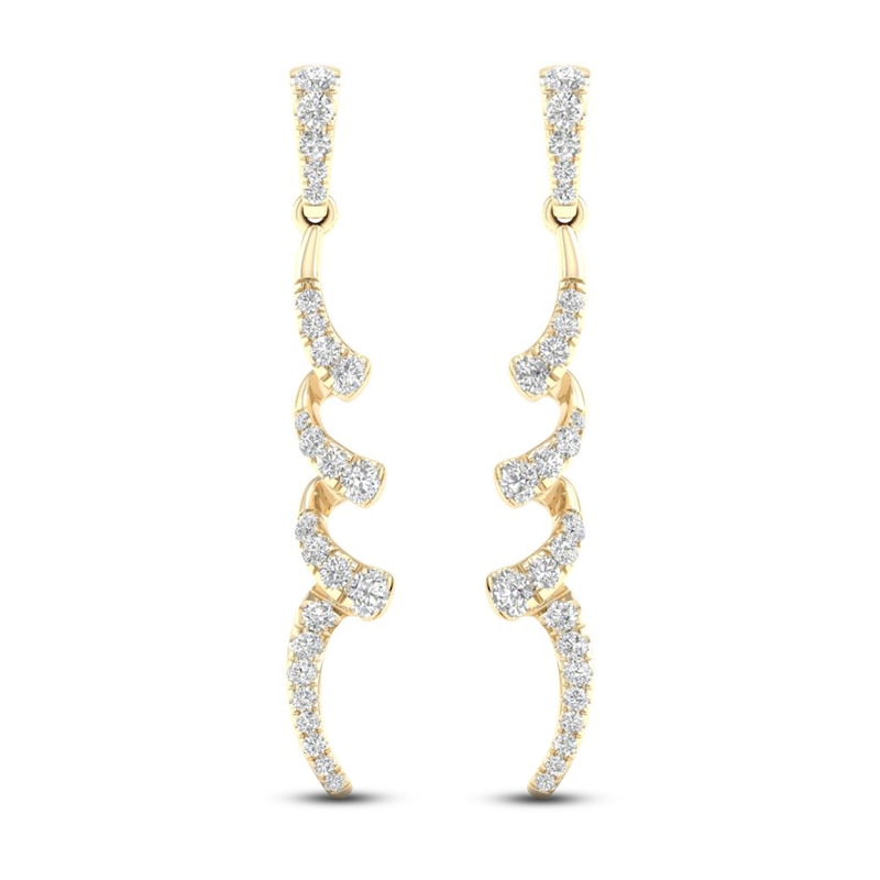 Diamond Dangle Earrings 1/2 ct tw Round 10K Yellow Gold