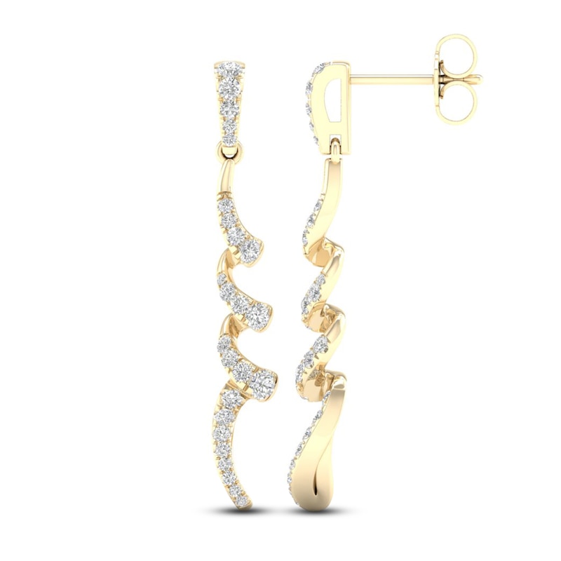 Diamond Dangle Earrings 1/2 ct tw Round 10K Yellow Gold