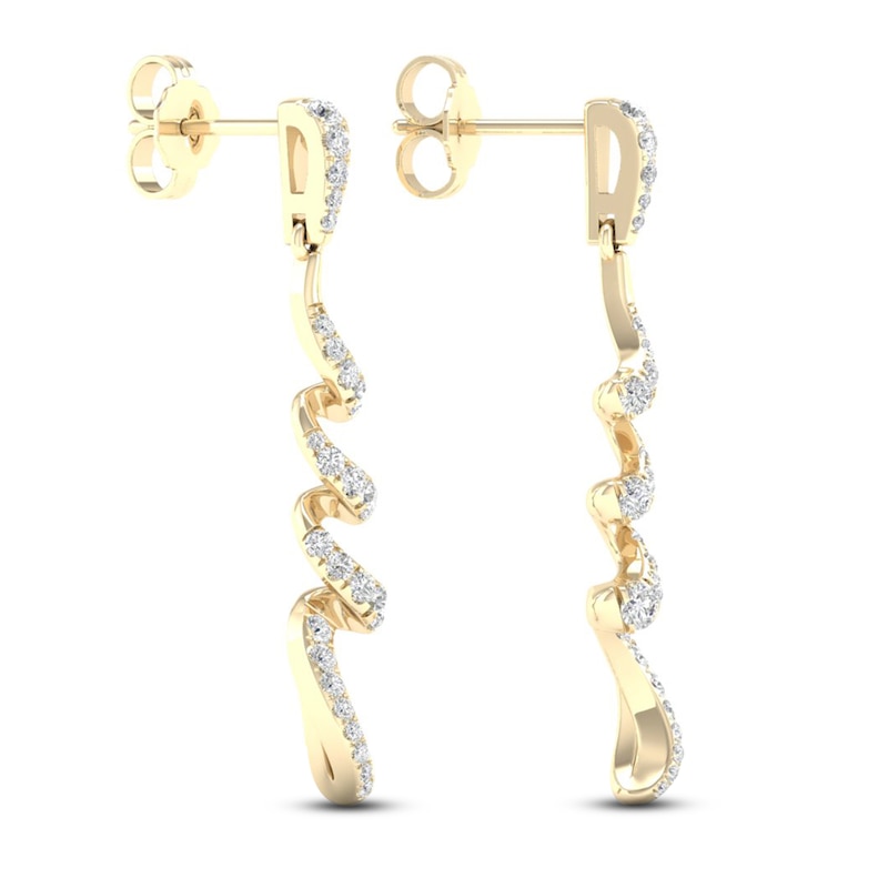 Diamond Dangle Earrings 1/2 ct tw Round 10K Yellow Gold