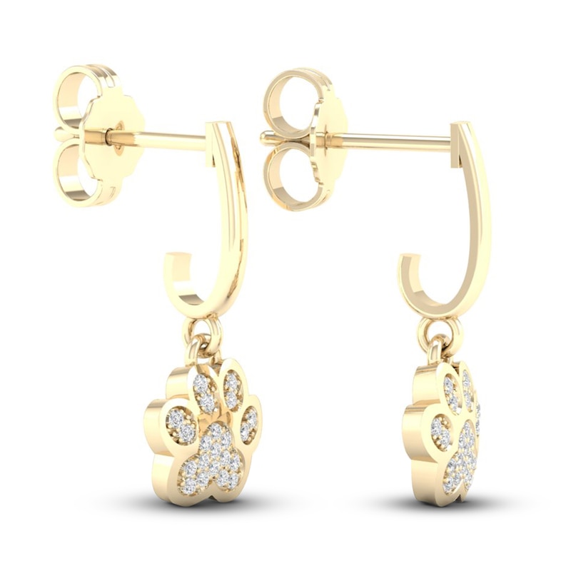 Main Image 4 of Diamond Paw Earrings 1/10 ct tw Round 10K Yellow Gold