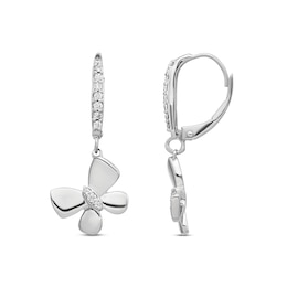 Diamond Butterfly Drop Earrings 1/6 ct tw Round 14K White Gold