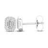 Thumbnail Image 2 of Diamond Stud Earrings 1/2 ct tw Round/Emerald 14K White Gold