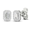 Thumbnail Image 3 of Diamond Stud Earrings 1/2 ct tw Round/Emerald 14K White Gold