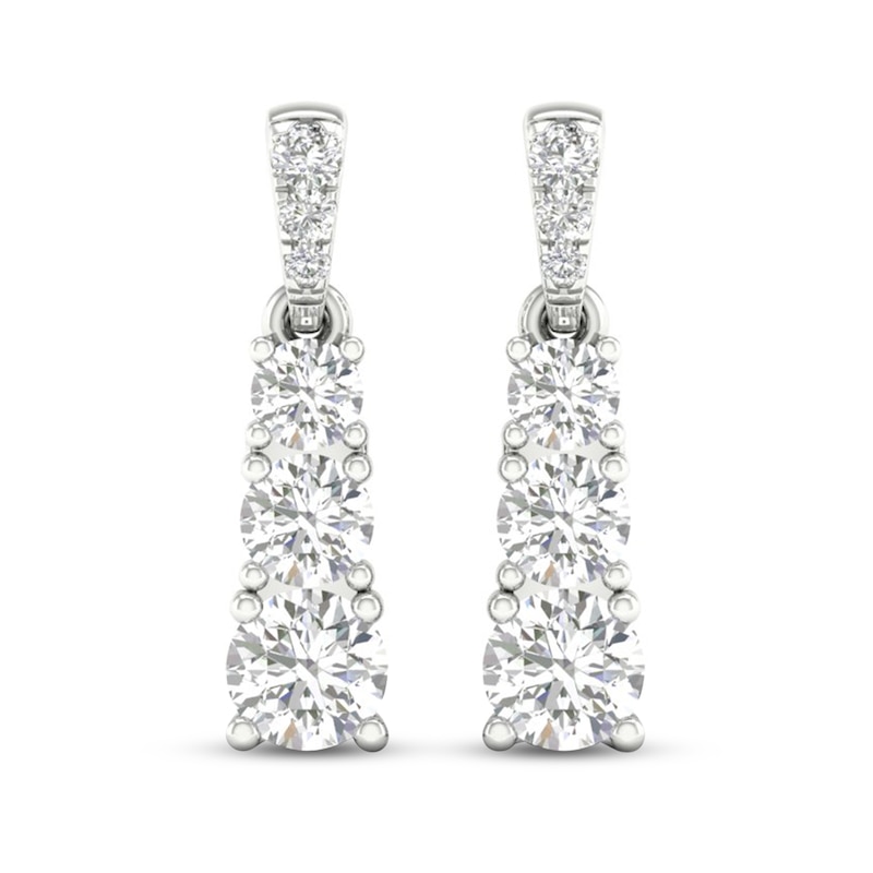 Main Image 3 of Diamond 3-Stone Earrings 1 ct tw Round 14K White Gold