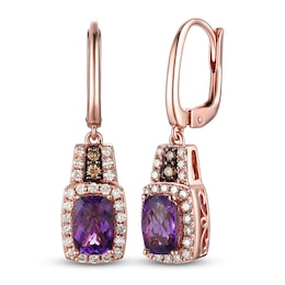 Le Vian Natural Amethyst Earrings 3/8 ct tw Diamonds 14K Strawberry Gold