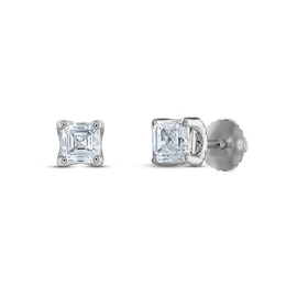 Royal Asscher Diamond Solitaire Stud Earrings 1 ct tw Asscher-cut 14K White Gold (SI2/I)