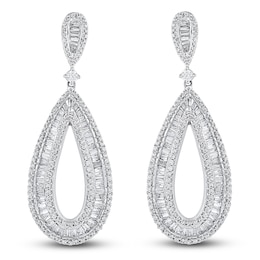 Diamond Dangle Earrings 2 ct tw Round 14K White Gold